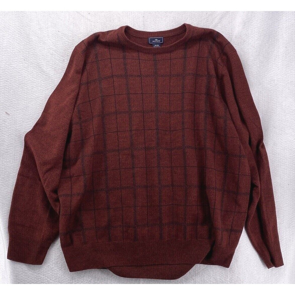 Dockers Mens Size XXL Sweater Burgundy Red 100% Acrylic Crewneck Pullover - Picture 3 of 6